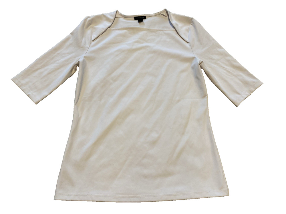 Ann Taylor Women White Knit Top Size XS Cottage Core Office Cottage Modern Shirt